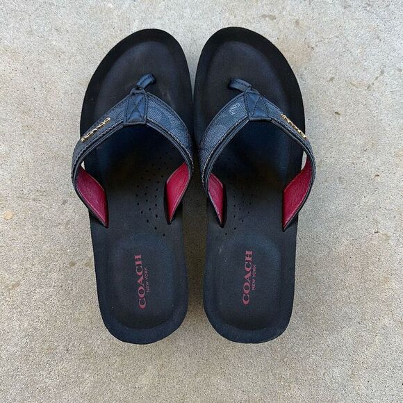 COACH Jolene Signature Wedge Flip Flop Women’s Sz 8.5 - Picture 5 of 15